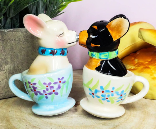 Juego Taza Te Ceramica Diseño Perro Chihuahua Cachorro