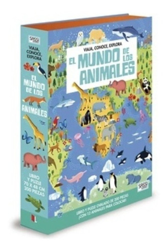 Imagen 1 de 3 de Puzzle 200 Piezas Con Libro El Mundo De Los Animales Edu