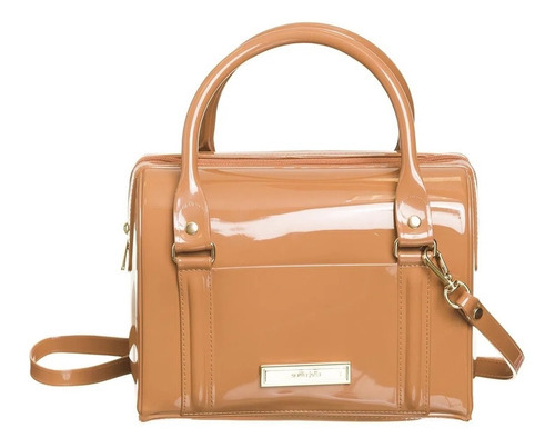 Bolsa Petite Jolie Lana Baú Alça De Mão E Transversal Longa Cor Caramelo