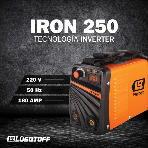 Imagen 7 de 9 de Soldadora Inverter Lusqtoff Iron 250 + Amoladora Y Electrodo