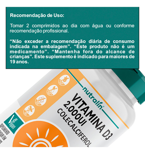 Vitamina D3 Nutralín Colecalciferol 60 Comp.