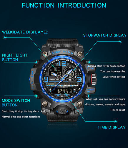 Reloj Electrónico Impermeable Multifunción Para Adolescentes