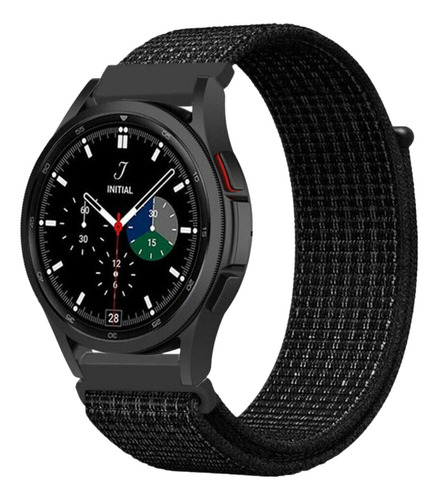 Pulseira Nylon Velcro Compatível Com Galaxy Watch 4/ 5/ 6 Cor Preto Largura 20 Mm