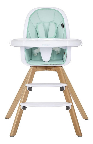 Evolur Zoodle Mint Silla Comedor Alta Moderna Bebe 3 En 1