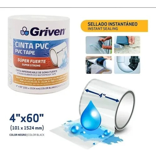 Cinta Pvc Impermeable Flex Tape Blanca Griven 