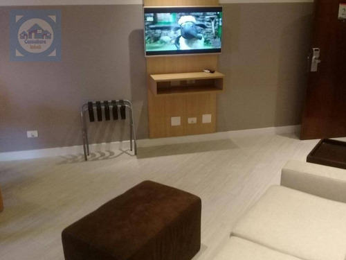 Imagem 3 de 24 de Flat Com 1 Dormitório Para Alugar, 50 M² Por R$ 3.000,00/mês - Gonzaga - Santos/sp - Fl0064
