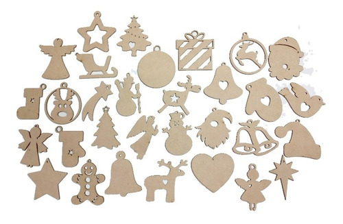 Adornos Figuras Navidad Mdf Pack 100 Unid Envio Gratis
