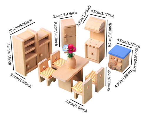 Juego De Muebles En Miniatura Para Casa De Muñecas Comedor