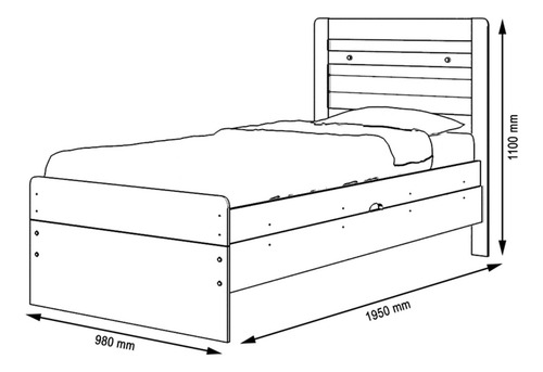Imagem 5 de 5 de Cama Solteiro Com Baú - Branca