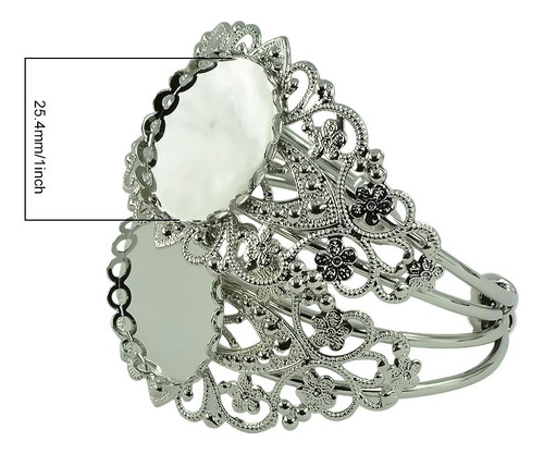 2 X 2 Piezas De Brazalete Con Brazalete Abierto En Mm Plata