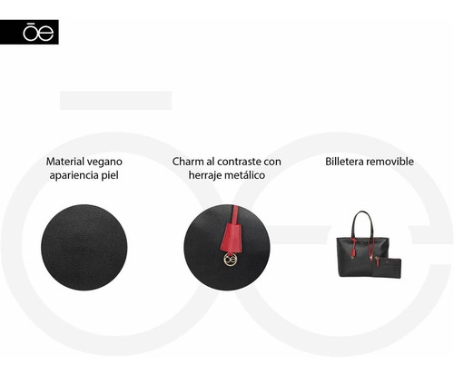 Bolsa Tote Cloe 2 En 1 Charm Metálico Color Pathé