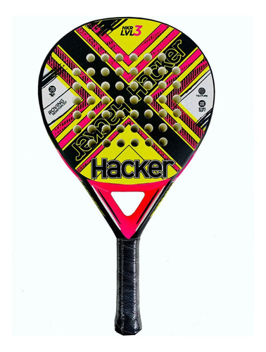 Paleta De Padel Hacker Nivel 3 Oversize Eva Color Amarillo