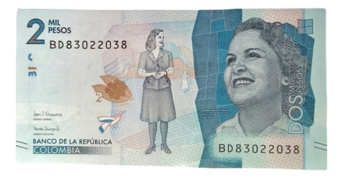 Billete 2000 Pesos Serial Radar Bd83022038 23/jul/2019 Unc