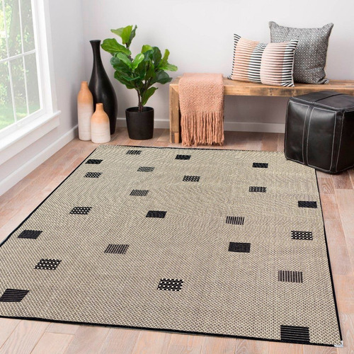 Tapete Sala Quarto Escritório 1.50x1.00 Sisal S590 Cor Preto Desenho Do Tecido Seu Modelo