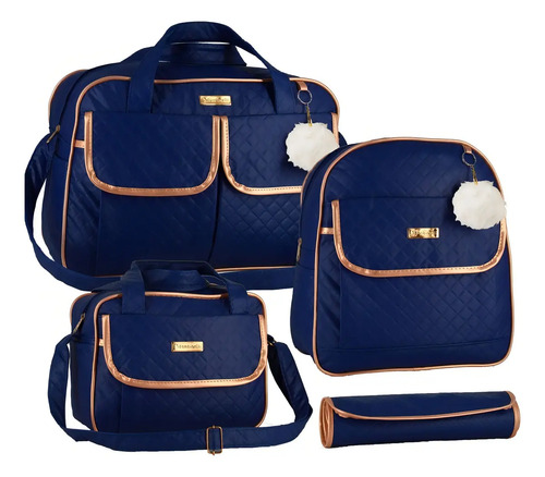 Kit Bolsa Maternidade Azul-marinho com Mochila e Trocador Bambinelli