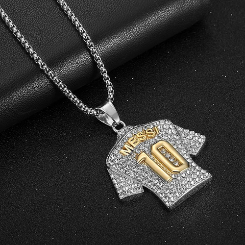 2pcs No.10 Jersey Pingente Colar Titanium Aço Jóias