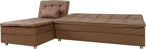 Imagen 2 de 8 de Sofa Cama Marron Tela Gris Living Divino