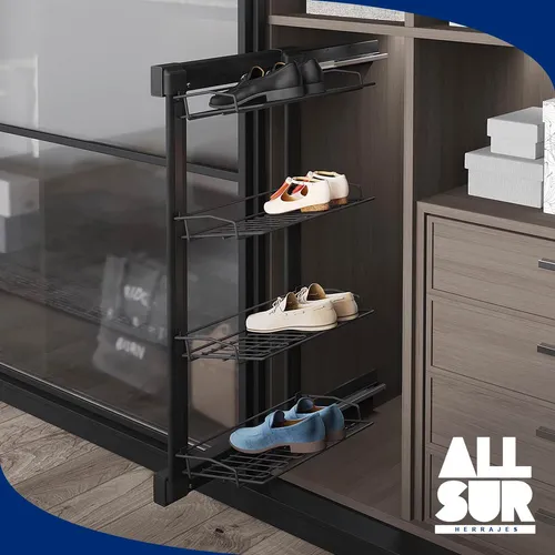 Zapatero Botinero Lateral Extraible Antracita 1 M Acero Inox