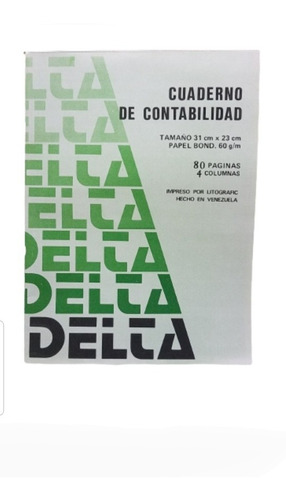 Cuaderno De Contabilidad. 4 Y 3 Columnas 80 Pág. Delta X 3