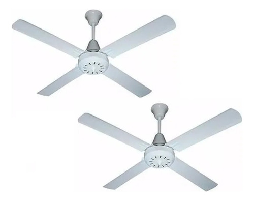 Pack X 2 Ventilador Techo 4 Palas Metal Blanco 1,20mts