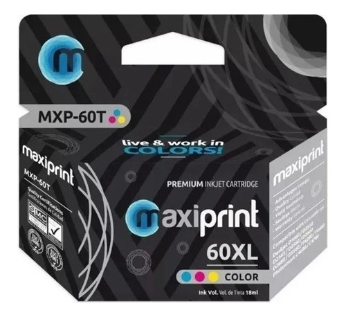 Cartucho 60xl Marca Maxiprint Tricolor Compatible Con Hp