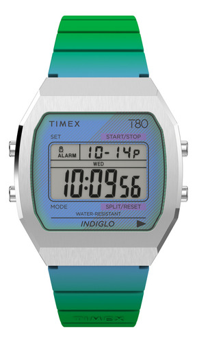 Reloj Moda Timex Modelo: Tw2v7450068 Correa Verde Bisel Gris Fondo Verde