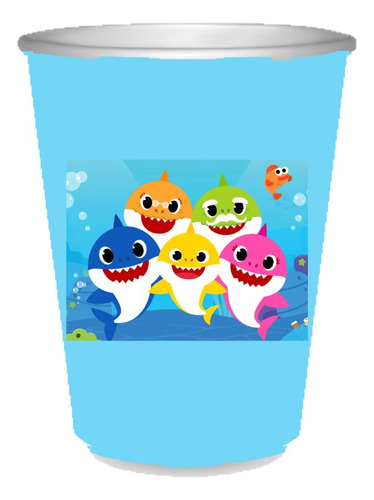 Pack X 10 Vasos Descartables Cotillón Baby Shark Tiburon