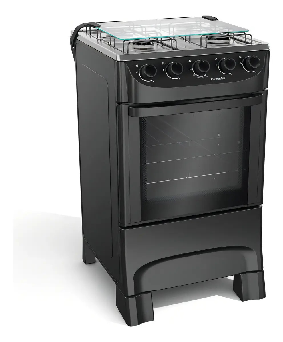 Fogão mueller 4 bocas preto fosco acendimento manual mfi4ba