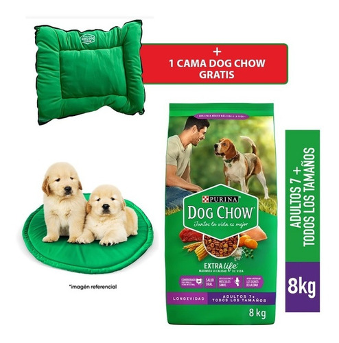 Dog Chow Longevidad Adultos 8kg + Cama Gratis