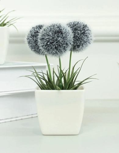 Planta Artificial Allium En Macetas Decorativas Hogar