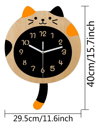 Reloj De Pared De Animales Con Cola, Grano De Madera
