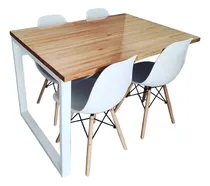 Comprar Mesa De Comedor Hierro Y Madera Finger Joint Abaldi 64x110!!