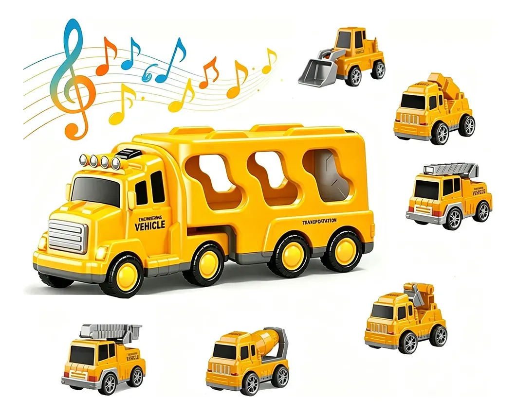 Juego De Juguetes Coche Ingeniería Resee 7 En 1 Con Luz Y Sonido, Coches Y Camión Para Niño