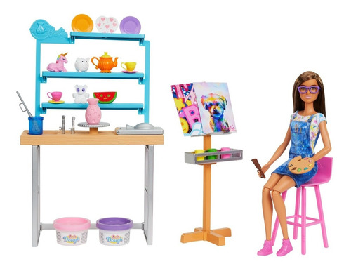 Set De Juego Barbie Wellness Estudio De Arte Creativo 