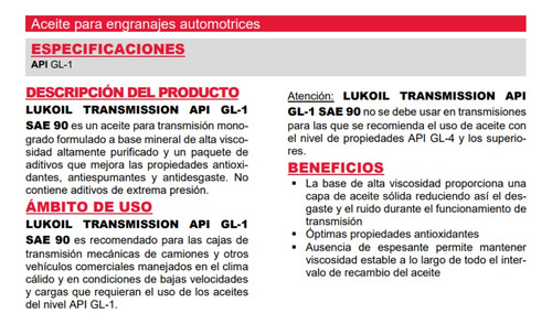 Transmission Gl-1 Sae 90 Aceite Para Transmisión 19 Lt