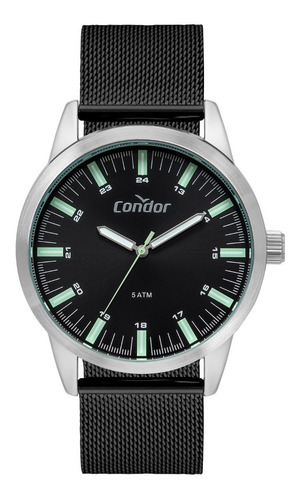 Relógio Condor Masculino Casual Fino Pulseira Slim Preto Nfe