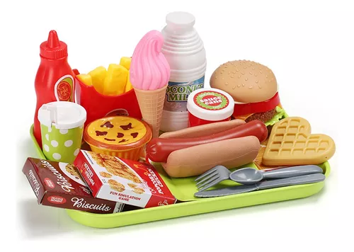 comida brinquedo - Playset hambúrguer infantil realista com bandeja, Brinquedo comida infantil fofo para berçário, jardim infância, jogo cozinha  colorido para Ngumms