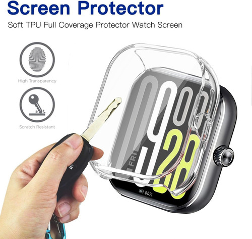 USTIYA 2x Funda Protector Reloj De Pantalla Para Redmi Watch 5 Case TPU Carcasa Transparente+Negro Cover