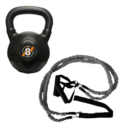 Kit Set Gym Pesa Rusa Kettlebell 8 Kg + Banda Funcional