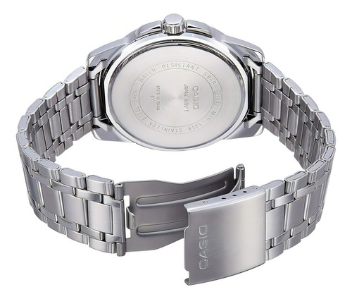 Reloj Casio Mtp-vd01d Colores Acero Inoxidable Para Hombre Correa Plateado Bisel Plateado Fondo Rojo