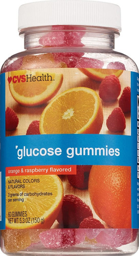 Cvs Health Gomitas De Glucosa, Naranja, 60 Unidades
