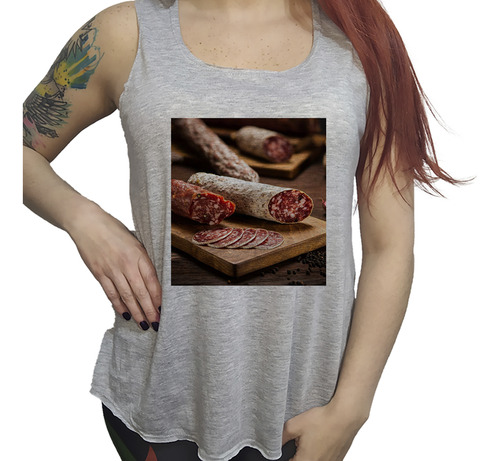 Musculosa Dama Salame Chacinado Fiambre Comida Chorizo P4