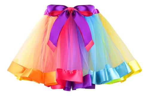 Falda Tul Niña Ballet Danza 3 Capas Tutu Arcoiris Disfraces