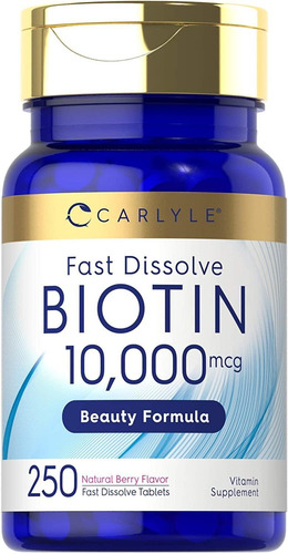 Biotina 10,000 Mcg Carlyle Tabletas Mejora Pelo Piel Y Uñas 