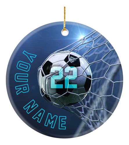 Coleccion Adorno Futbol Azul Para Jugador 2022 Navidad Arbol