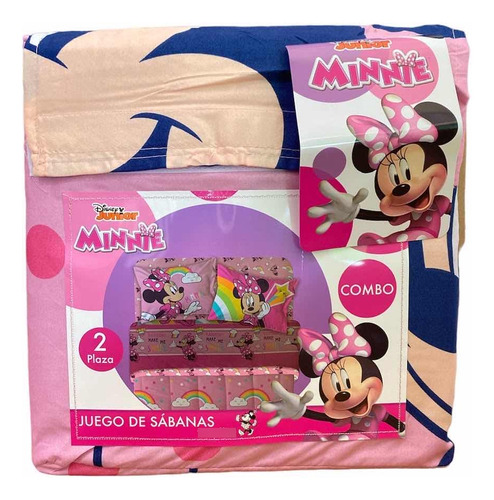Set De Plumón Y Sábana De Minnie Mouse Arcoíris 2 Plazas