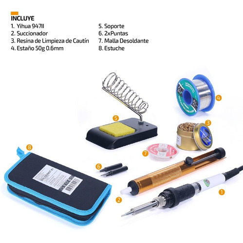 Imagen 3 de 8 de Kit Soldador De Estaño Yihua Profesional Lápiz Eléctrico