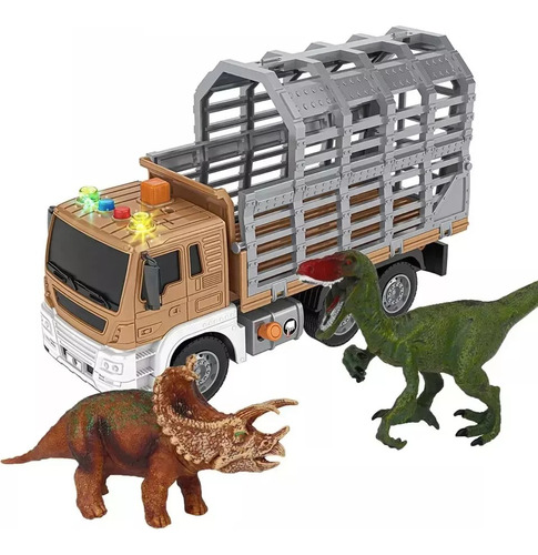 Camión Transporte Con Dinosaurios Luz Y Sonido 