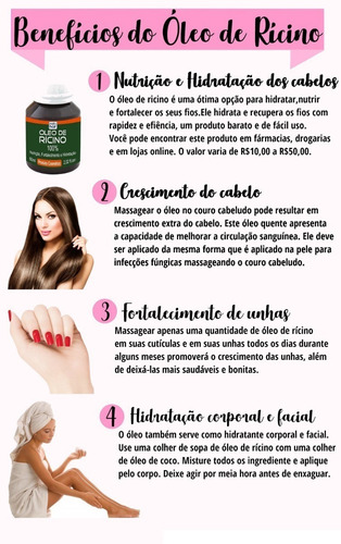 Óleo De Rícino 100% Crescimento Cabelo, Sobrancelhas, Barba