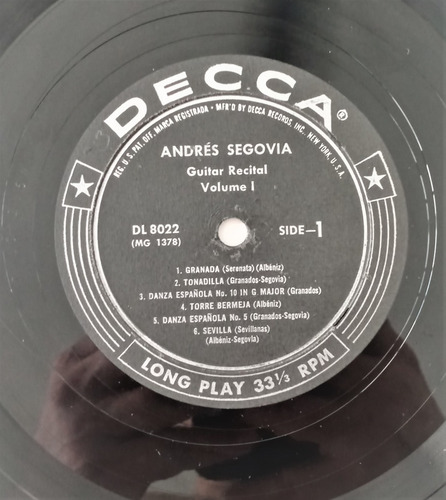 Andres Segovia Lp Guitar Recital Vol. 1 (Usado)